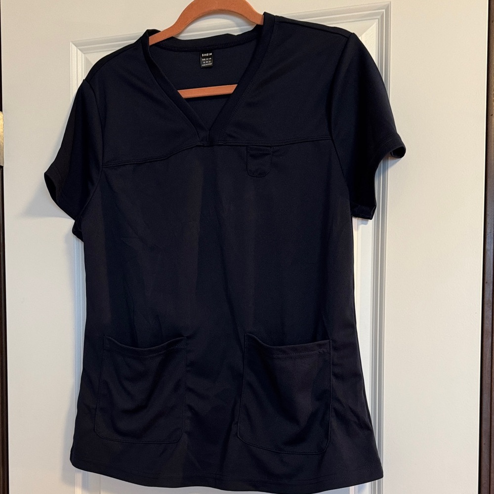 SHEIN Navy V-Neck Scrubs top